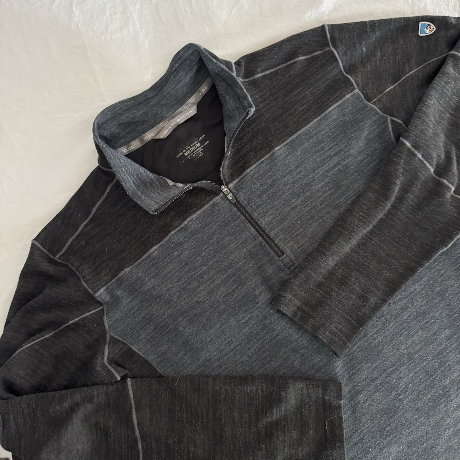 Kuhl Ryzer Men's M 1/4 Zip Long Sleeve Base Layer Black Pullover Hiking 3112